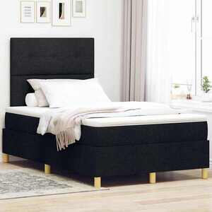 Imagine vidaXL Pat cu arcuri cu headboard Negru 120 x 190 cm țesătură