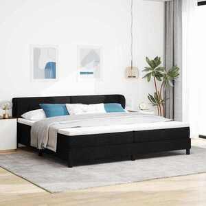 Imagine vidaXL Pat cu arcuri cu headboard Negru 200 x 200 cm țesătură