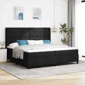 Imagine vidaXL Pat cu arcuri cu pernă cu headboard Negru 200 x 200 cm țesătură