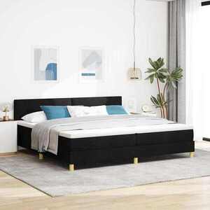 Imagine vidaXL Pat cu arc LED cu benzi LED Negru 200 x 200 cm țesătură