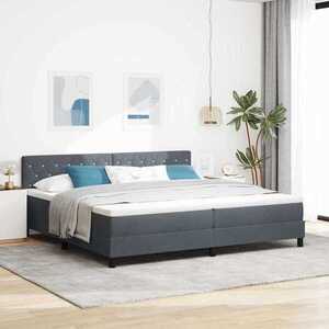 Imagine vidaXL Pat cu arc LED cu saltea cu led Gri închis 200 x 200 cm Catifea