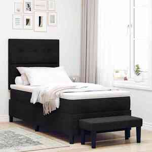 Imagine vidaXL Pat cu arcuri cu headboard Negru 100 x 200 cm țesătură