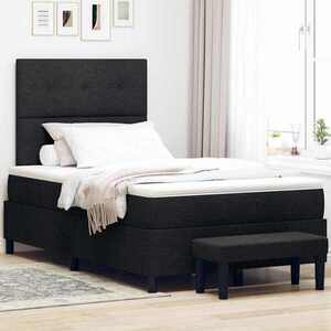 Imagine vidaXL Pat cu arcuri cu pernă cu headboard Negru 120 x 200 cm țesătură