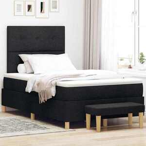 Imagine vidaXL Pat cu arcuri cu headboard Negru 200 x 120 cm țesătură