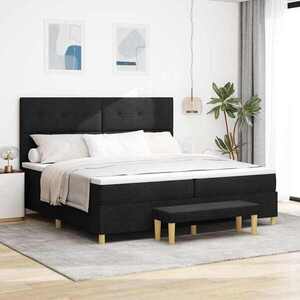Imagine vidaXL Pat cu arcuri cu headboard Negru 200 x 200 cm țesătură