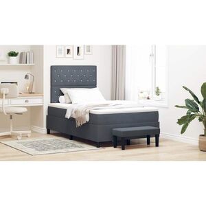 Imagine vidaXL Pat cu arcuri cu headboard Gri închis 200 x 120 cm Catifea