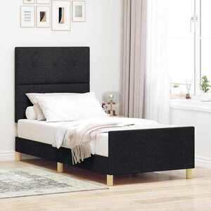 Imagine vidaXL Cadru de pat cu headboard Negru 100 x 200 cm țesătură