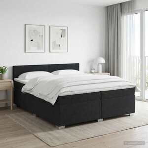 Imagine vidaXL Pat boxspring cu saltea Negru 200 x 200 cm Țesătură