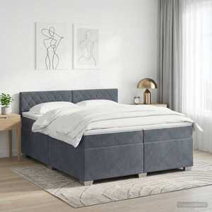 Imagine vidaXL Pat boxspring cu saltea Gri închis 200 x 200 cm Catifea