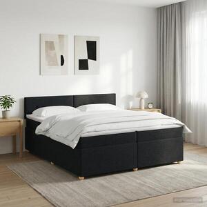 Imagine vidaXL Pat boxspring cu saltea Negru 200 x 200 cm Țesătură