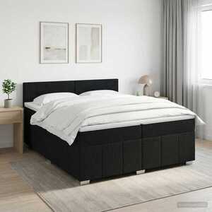 Imagine vidaXL Pat boxspring cu saltea Negru 200 x 200 cm Țesătură