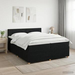 Imagine vidaXL Pat boxspring cu saltea Negru 200 x 200 cm Țesătură