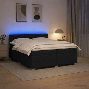 Imagine vidaXL Pat box spring cu saltea și LED Negru 200 x 200 cm Țesătură