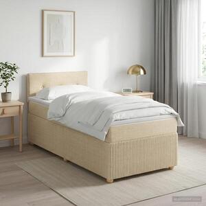 Imagine vidaXL Pat boxspring cu saltea cu benzi LED Crem 90 x 200 cm Țesătură