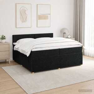 Imagine vidaXL Pat boxspring cu saltea Negru 200 x 200 cm Țesătură