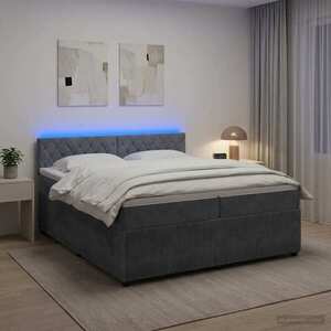 Imagine vidaXL Pat boxspring cu saltea Gri închis 200 x 200 cm Catifea