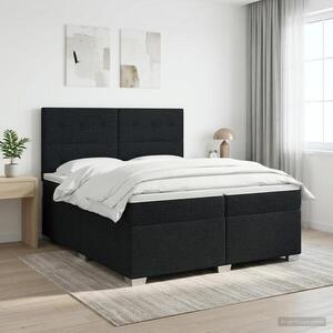 Imagine vidaXL Pat boxspring cu saltea Negru 200 x 200 cm Țesătură