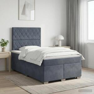 Imagine vidaXL Pat boxspring cu saltea Gri închis 120 x 190 cm Catifea