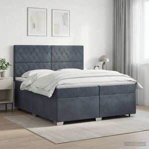Imagine vidaXL Pat boxspring cu saltea Gri închis 200 x 200 cm Catifea