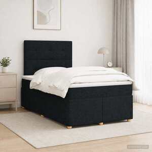 Imagine vidaXL Pat boxspring cu saltea Negru 120 x 190 cm Țesătură