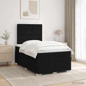 Imagine vidaXL Pat boxspring cu saltea Negru 120 x 190 cm Țesătură