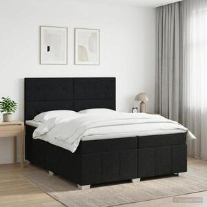 Imagine vidaXL Pat boxspring cu saltea Negru 200 x 200 cm Țesătură