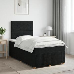 Imagine vidaXL Pat boxspring cu saltea Negru 120 x 190 cm Țesătură