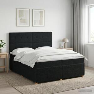 Imagine vidaXL Pat boxspring cu saltea Negru 200 x 200 cm Țesătură