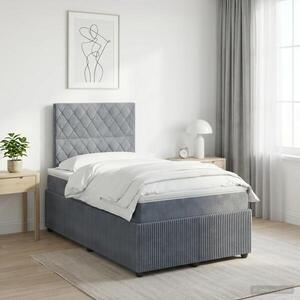 Imagine vidaXL Pat boxspring cu saltea Gri închis 120 x 190 cm Catifea