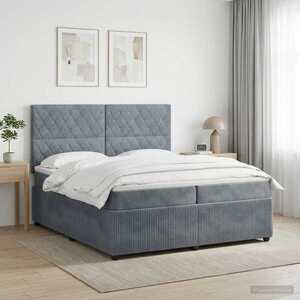 Imagine vidaXL Pat boxspring cu saltea Gri închis 200 x 200 cm Catifea