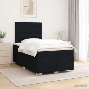 Imagine vidaXL Pat boxspring cu saltea Negru 120 x 190 cm Țesătură