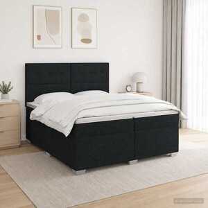 Imagine vidaXL Pat boxspring cu saltea Negru 200 x 200 cm Țesătură