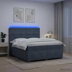 Imagine vidaXL Pat boxspring cu saltea Gri închis 200 x 200 cm Catifea