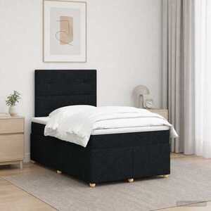 Imagine vidaXL Pat boxspring cu saltea Negru 120 x 190 cm Țesătură