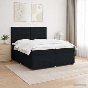 Imagine vidaXL Pat boxspring cu saltea Negru 200 x 200 cm Țesătură