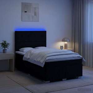 Imagine vidaXL Pat cu arcuri LED și saltea Negru 120 x 190 cm Țesătură