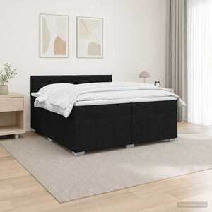 Imagine vidaXL Pat cu arcuri LED și saltea Negru 200 x 200 cm Țesătură
