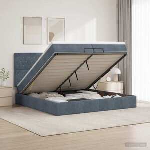 Imagine vidaXL Pat ottoman cu saltea Gri închis 200 x 200 cm Catifea