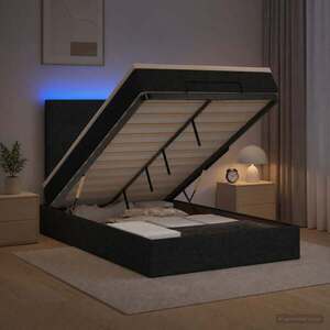 Imagine vidaXL Pat Ottoman cu Saltea și LED Negru 120 x 190 cm Țesătură