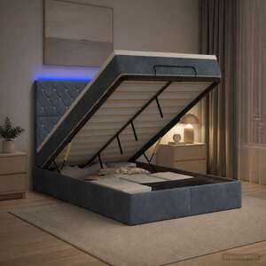 Imagine vidaXL Pat Ottoman cu Saltea și LED Gri închis 120 x 190 cm Catifea