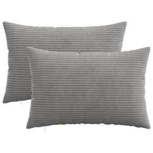 Imagine vidaXL Husă pentru pernă 2 pcs HEERLEN Gri deschis 40 x 60 cm cord
