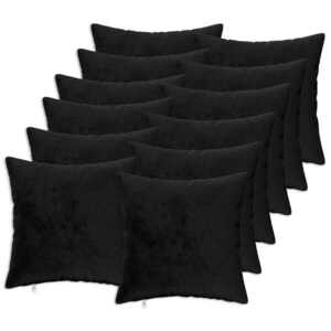 Imagine vidaXL Husă pentru pernă 12 buc. HEERLEN Negru 45 x 45 cm Flanelă