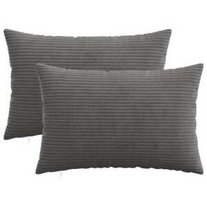 Imagine vidaXL Husă pentru pernă 2 pcs HEERLEN Gri închis 50 x 75 cm cord