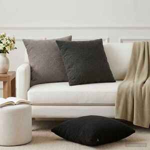 Imagine vidaXL Husă pentru pernă 6 pcs HEERLEN Gri închis 65 x 65 cm Bouclé