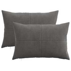 Imagine vidaXL Husă pentru pernă 2 pcs ALMELO Gri închis 30 x 50 cm cord
