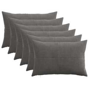 Imagine vidaXL Husă pentru pernă 6 pcs ALMELO Gri închis 30 x 50 cm cord