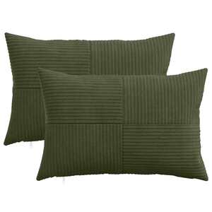 Imagine vidaXL Husă pentru pernă 2 pcs ALMELO Verde 30 x 50 cm cord