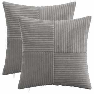 Imagine vidaXL Husă pentru pernă 2 pcs ALMELO Gri deschis 35 x 35 cm cord