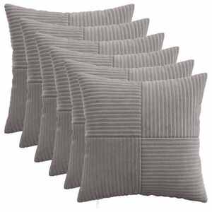 Imagine vidaXL Husă pentru pernă 6 pcs ALMELO Gri deschis 35 x 35 cm cord