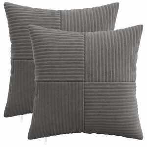Imagine vidaXL Husă pentru pernă 2 pcs ALMELO Gri închis 35 x 35 cm cord